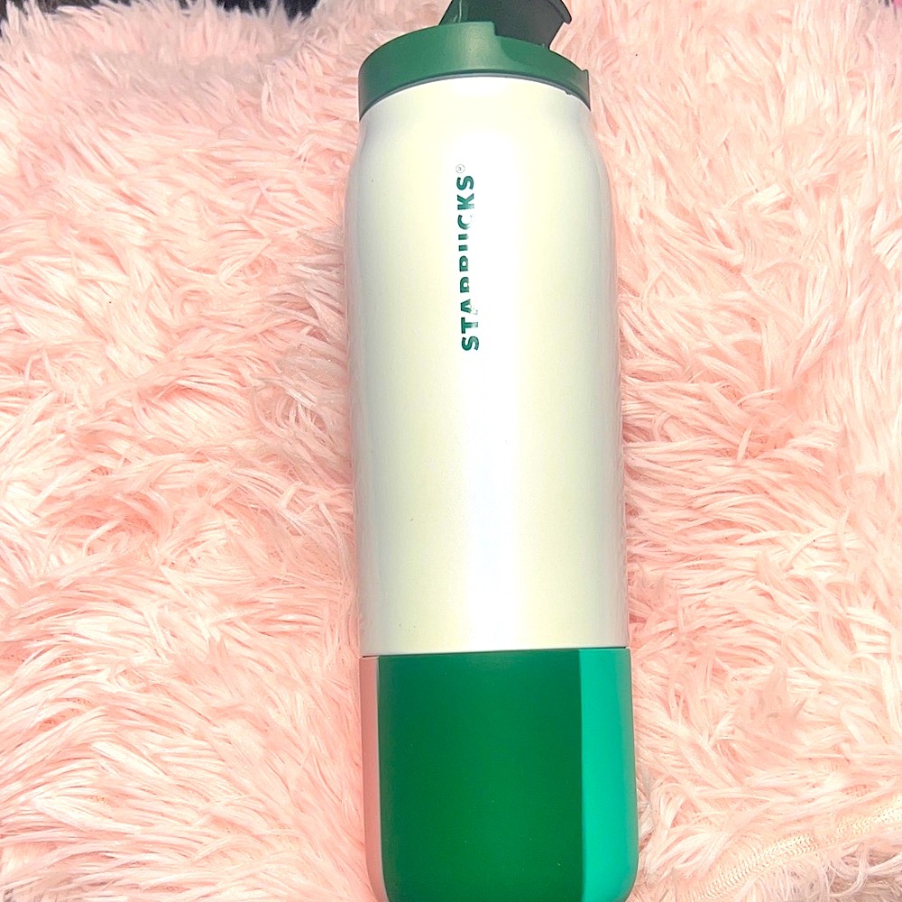 Starbucks Green and White Venti Traveler